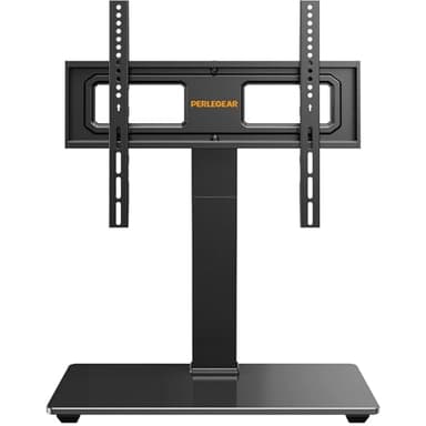 Perlegear Universal Swivel TV Stand Base for 32–70 inch TVs, Height Adjustable Table Top TV Stand Mount with Tilt, Tempered Glass Base, Holds up to 88 lbs