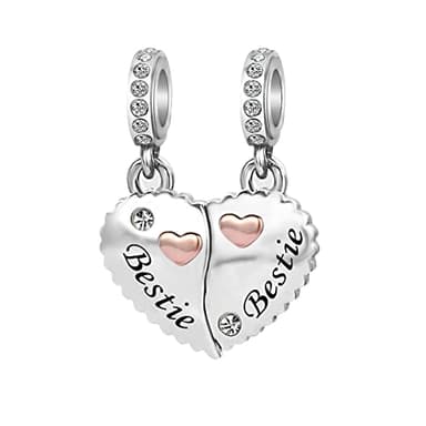 KunBead 2 piece Bestie Charms Compatible with Pandora Bracelet Necklace Birthday Gifts for Mom Mother Daughter Sister Grandma Granddaughter Friendship Auntie Wife
