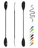 OCEANBROAD Carbon Shaft Kayak Paddle Adjustable 86in/220CM to 94in/240CM Kayaking Oar with Paddle Leash 1 Paddle, Black