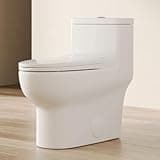 DeerValley DV-1F026 Elongated One Piece Toilet, Dual Flush 0.8/1.28 GPF Toilet with Comfortable Seat Height, Powerful & Quiet Modern Standard Toilet for Bathroom, 12" Rough-In