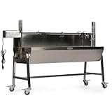 TITAN GREAT OUTDOORS Ash & Ember 25W Stainless Steel BBQ Rotisserie Grill with High Efficiency Windscreen, 4 RPM Rotation Speed, Rated 125 LB for Large Game, Portable Electric Outdoor Roaster