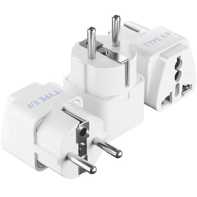 Ceptics Schuko, Germany France Travel Power Adapter, Grounded European Plug - Type E/F Outlet, Adaptor for USA to Europe EU Socket - 3 Pack - Use In Norway, Korea, Spain, Greece, Russia, Iceland