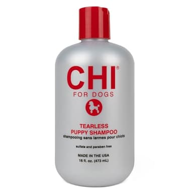 CHI for Dogs Tearless Puppy Shampoo with Silk Protein, Gentle Dog Wash for Young Coats, pH Balanced Sulfate and Paraben Free Formula, Puppies 8 Weeks+, Made in the USA, 16 Fl Oz