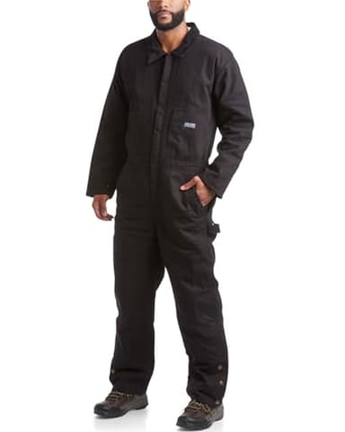 Bass Creek Outfitters Mens Coveralls - Water Resistant Long Sleeve Work Wear Jump Suit Insulated Coveralls for Men, Size Large, Black