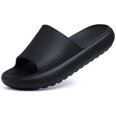 Comwarm Cloud Slide Sandals for Women Men Ultra Comfort Recovery Pillow Slippers Soft Summer Beach Shoes with Low Arch Support,Matte Black Size 7.5-8.5 Wonmen/6-7 Men