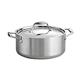 Tramontina Tri-Ply Clad Stainless Steel 5-Quart Dutch Oven Pot with Lid, Induction-Ready, Dishwasher-Safe, NSF-Certified, Made in Brazil