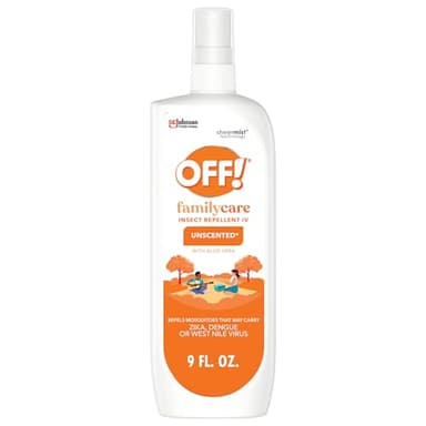 OFF! Family Care Insect & Mosquito Repellent Spritz, Bug Spray Containing 7% DEET, Unscented Repellent with Aloe Vera Protects Against Mosquitoes, 9 Oz