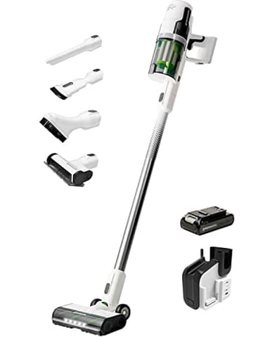Greenworks 24V Deluxe Brushless (500W) Cordless Stick Vacuum, Ultra Lightweight, LED Lights, 4Ah USB-C Battery and 30-Minute Super Charger Included (White)