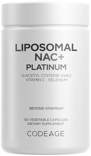 Codeage Liposomal NAC+ Platinum - N-Acetyl L-Cysteine, Vitamin C, Alpha Lipoic Acid, Selenium - 2-Month Supply - Helix Liposomal Delivery - Phospholipid - Non-GMO NAC Dietary Supplement - 120 Capsules