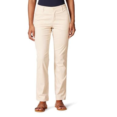 Amazon Essentials Women's Slim Fit, Straight leg Stretch Twill Chino Pant, Light Tan, 14