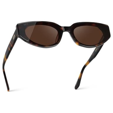 WearMe Pro – Women’s Narrow Cat-Eye Sunglasses: Acetate Frame and Anti-Reflective Lenses (Brown Tortoise/Dark Brown Lens)
