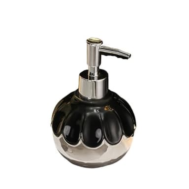 Countertop Soap Dispensers 350ML Ceramic Soap Dispenser Hotel Body Wash Shampoo Facial Cleanser Dispensing Press Lotion Bottle Lotion Dispensers(Black)