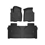Husky Liners Weatherbeater Floor Mats | Fits 2019 - 2025 Chevrolet Silverado & GMC Sierra 1500; 2020-2025 Silv./Sierra 2500/3500 Crew Cab w/Carpet & Underseat Stg | Front & 2nd Row, 3-pc Black - 94021