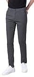 Plaid&Plain Men's Skinny Stretchy Grey Pants Colored Pants Slim Fit Slacks Tapered Trousers 819 Grey 34X30