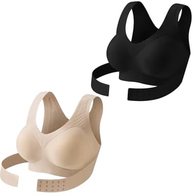 Posture Support Bra,Posture Corrector For Women,Posture Support Bra,Front Closure Seamless Wireless Back Push up No Underwire Black XX-Large