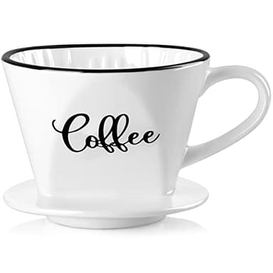 DAYYET Pour Over Coffee Maker, Ceramic Coffee Dripper, Easy Manual Slow Brewing Accessories for Home, Cafe, Coffee Bar Accessories and Kitchen Decor, Filter Size 2, White
