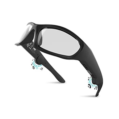 Emqqaa Smart Bluetooth Safety Glasses for Work Audio Safety Glasses with Bluetooth Speaker for Men Women Built-in Mic Voice Assistant (Clear Lens)