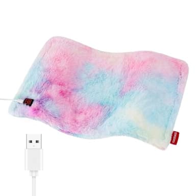 Comfheat USB Heating Pad, 5V Heated Travel Pads, 3 Heat Settings & Auto Shut Off, Hot Therapy for Pain Relief Abdomen Cramps 16"x 12" Non-Rechargeable, Colorful