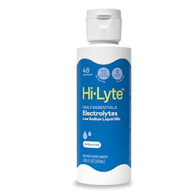 Hi-Lyte Low Sodium Electrolyte Supplement for Immune Support, Fasting and Rapid Hydration | 48 Servings | Magnesium, Potassium, Zinc | Unflavored Mineral Taste Drops