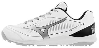 Mizuno Unisex Cushionrevo Diamond Turf Shoe, White-Black, US Unisex 10