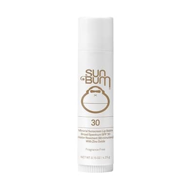 Sun Bum SPF 30 Mineral Sunscreen Lip Balm - Hawaii Act 104 Compliant (Octinoxate & Oxybenzone Free) - Zinc-Based Broad Spectrum UVA/UVB Lip Protection - 0.15 oz Stick