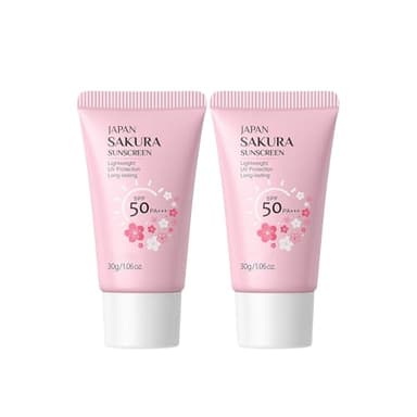 Hydrating Sunscreen SPF 50 – 2Packs Lightweight Hydrating JAPANESE SAKURA Face & Body Sunscreen, Moisturizing Isolation Cream Non-Greasy, Fast-Absorbing, No White Cast