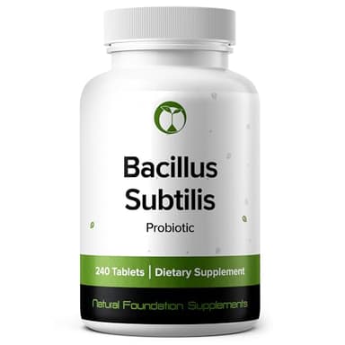 Natural Foundation Supplements Bacillus Subtilis Probiotic Supplement 240 Tablets 3 Billion CFU Probiotics for Men & Women Supports Intestinal Digestive & Gut Health (240, Bacillus Subtilis)