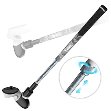 YOGES Adjustable Length VR Golf Club Handle for Meta Quest 3S/Quest 3/Oculus Quest 2, 90 Degree Virtual Reality Baseball Controller Attachment, Simulator Real Golf Game (ONLY for Right Controller)