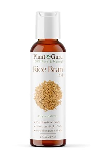 Plant Guru Rice Bran Oil 2 fl. oz. – 100% Pure & Natural Carrier Oil for Skin, Face, Body, and Hair Moisturizing. Great for DIY Creams, Lotions, and Lip Balms.