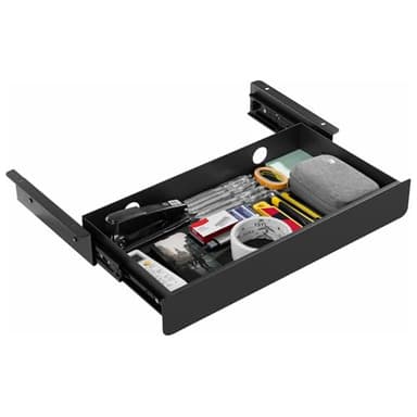 KHAMAL Under Desk Drawer Slide Out Large - Under Table Drawer 17.32" x 9.25", Pull-Out Storage Organizer With Cable Management For Home & Office