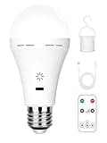 BoBoPai USB Rechargeable Light Bulb with Remote Control, 2600mAh Battery Powered Light Bulbs E26 Touch Control Dimmable LED Bulb with Timer, Outdoor Emergency Bulb with Hook,6500K/1 Pack