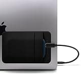Afterplug 2-Pocket Adhesive Pouch for Laptop, Compatible with External Portable SSD, Magic Mouse, USB Cable and More - Black