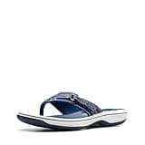 Clarks womens Breeze Sea Flip Flop, New Navy Synthetic, 8 US