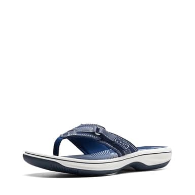 Clarks Women's Breeze Sea Flip-Flop, Navy Synthetic, 9