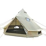 DANCHEL OUTDOOR B2A Waterproof Roomy Interior Yurt Tent, No Center Pole Bell Tent 4-5 Person Family Camping Glamping, 4 Season Hot Tents with Stove Jack 300D Oxford Nylon, 13ft/4m Khaki