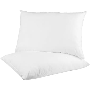 Digital Decor Premium Hotel Pillows, Made in USA Hypoallergenic Down‐Free Pillows with 100% Cotton Cover, Medium Firm Support for All Sleepers, Includes 2 Free Pillowcases, Set of 2, Standard 20"x26"