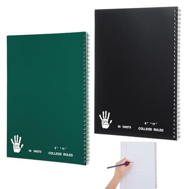Lewtemi 2 Pack Left-handed Spiral Notebook Left One Subject Notebook, 8.5" x 11", 50 Sheets, College-ruled for Left-handers, Assorted Color Covers