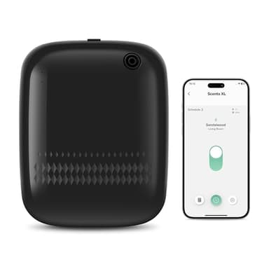 Airversa Waterless Essential Oil Diffuser for Home Large Room and Commercial Use, Up to 2000 sq ft, App Control Cold Air Diffuser, 400mL, DC-12V/1A Plug in Wall, Smart Scent Air Machine, ANW-Black