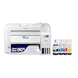 Epson EcoTank ET-3843 Wireless Color All-in-One Cartridge-Free Supertank Printer with Scanner, Copier, ADF and Ethernet-for The Ultimate Home Office, White