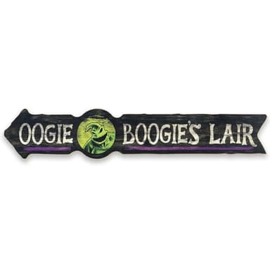 Disney The Nightmare Before Christmas Oogie Boogie's Lair Arrow Wood Wall Decor - Fun Oogie Boogie Sign for Halloween Decorating