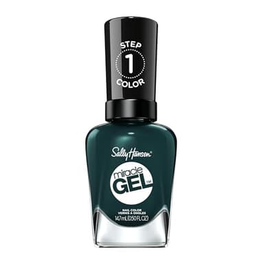 Sally Hansen Miracle Gel Salon Quality Nail Polish | Gel-Like Formula, Two-Step System, No UV Light Needed, Long Lasting | Opaque, Glossy | 676 Jealous Boyfriend | Dark Green Nail Polish