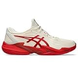 ASICS Men's Court FlyteFoam 3 Novak Tennis Shoes, 8.5, Cream/Classic RED