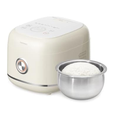 Joydeem Stainless Steel Rice Cooker, Uncoated Non-stick 316L Stainless Steel Inner Pot Rice Cookers, 6 Cup Uncooked, 3L/3.2 qt, DFB-D300