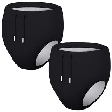 Glitopper 2 Pcs Youth Swim Diaper Special Needs Reusable Cloth Diaper Covers Waterproof Incontinence for Swimming,Unisex(Black,8-10t)