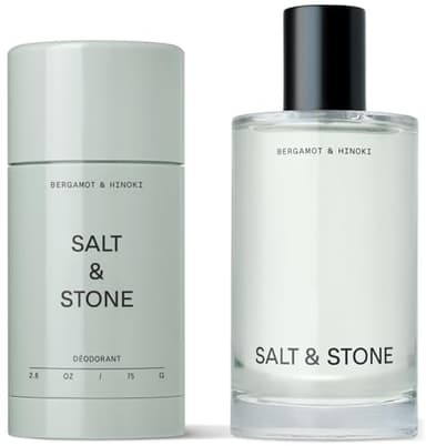 Salt & Stone Signature Scent Duo Set | 48 Hour Aluminum-Free Deodorant & Hydrating Body Mist | Skincare-Infused Deodorant & Body Spray | Bergamot & Hinoki