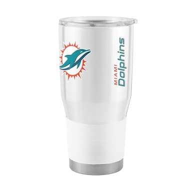 Team Fan Apparel NFL 30oz Gameday Stainless Steel Tumbler, Insulated For Hot & Cold, Slider Lid, Silicone Grip, Officially Licensed (Miami Dolphins - White)