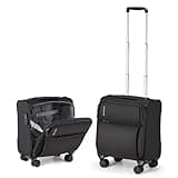 Hanke 16 Inch Underseat Carry On Luggage with Spinner Wheels for Airline, Small Softside TSA Approved Luggage Lightweight Rolling Suitcases Under Seat Travel Carry-On Bag(Black)