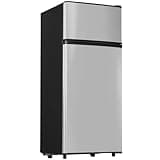 Manastin 4.5 Cu.Ft Mini Fridge with Freezer, Small Fridge with 2 Doors for Office, Kitchen, Dorm and Bedroom, Mini Refrigerator with Adjustable Shelves (Silver)