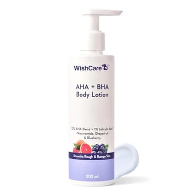 WishCare 10% AHA + 1% BHA Body Lotion for Men & Women - Body lotion for dry skin - Detans, Smooths Rough & Bumpy Skin 200ml