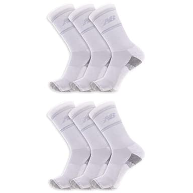 New Balance Unisex Crew Socks 6 Pair Pack, White, Large